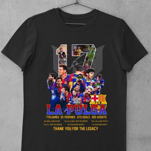 Hot 17 Lionel Messi La Pulga Achievements Signature Thank You For The Legacy Shirt 1