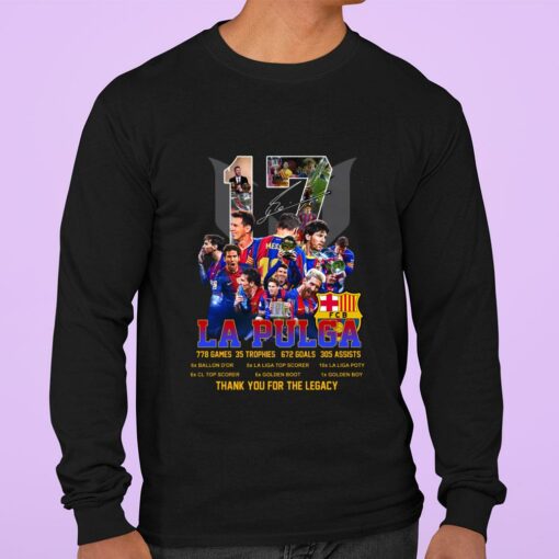Hot 17 Lionel Messi La Pulga Achievements Signature Thank You For The Legacy Shirt 3