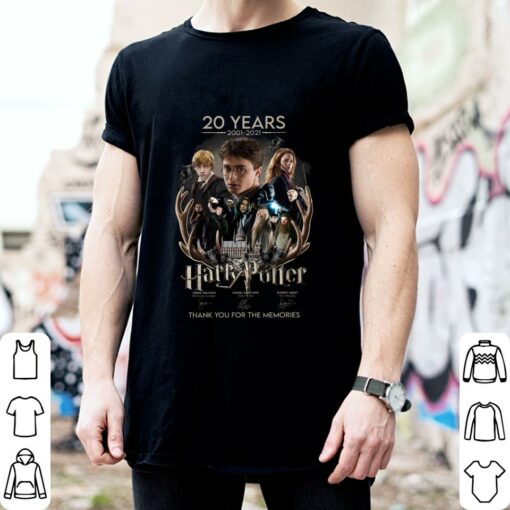 Funny 20 years 2001-2021 Harry Potter Characters Hermione Granger Ron Weasley signatures thank memories shirt 2