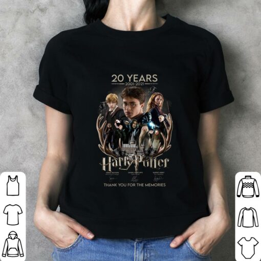 Funny 20 years 2001-2021 Harry Potter Characters Hermione Granger Ron Weasley signatures thank memories shirt 3