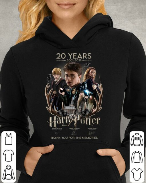 Funny 20 years 2001-2021 Harry Potter Characters Hermione Granger Ron Weasley signatures thank memories shirt 4