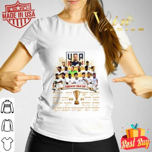 Hot 2021 CONCACAF Gold Cup USA Champion Signatures Shirt 3