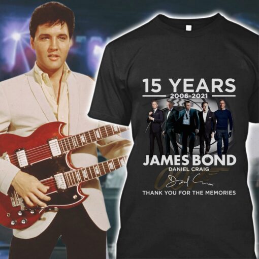 Official 2021 James Bond 007 15 years 2006-2021 Daniel Craig Signature Thank You For The Memories Shirt 1