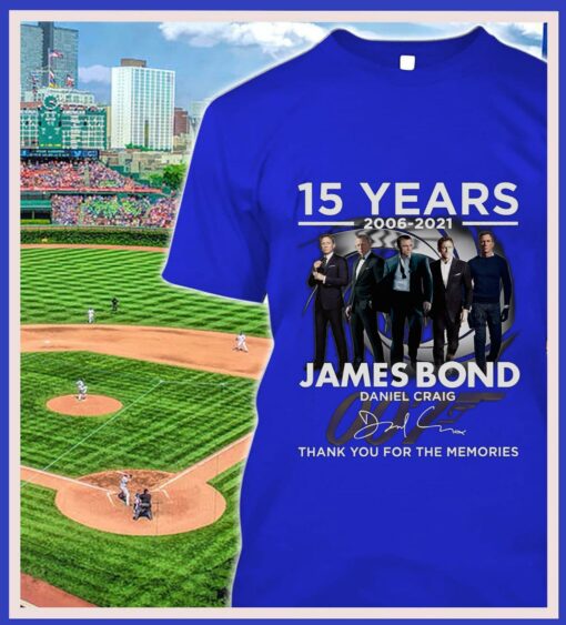 Official 2021 James Bond 007 15 years 2006-2021 Daniel Craig Signature Thank You For The Memories Shirt 2
