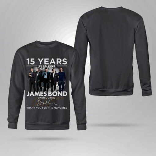 Official 2021 James Bond 007 15 years 2006-2021 Daniel Craig Signature Thank You For The Memories Shirt 4