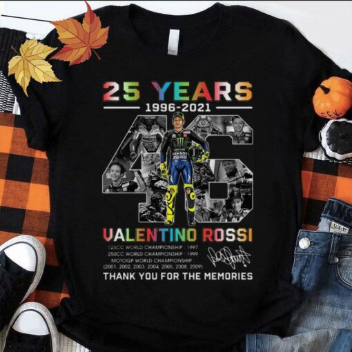 Awesome 2021 VR46 Signature 25 years Valentino Rossi Champion Thank Memories Shirt 1