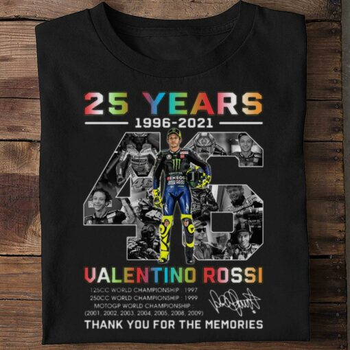 Awesome 2021 VR46 Signature 25 years Valentino Rossi Champion Thank Memories Shirt 2