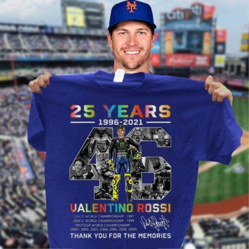 Awesome 2021 VR46 Signature 25 years Valentino Rossi Champion Thank Memories Shirt 3