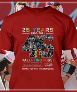 Awesome 2021 VR46 Signature 25 years Valentino Rossi Champion Thank Memories Shirt 7