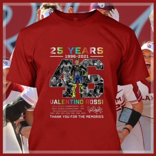 Awesome 2021 VR46 Signature 25 years Valentino Rossi Champion Thank Memories Shirt 4