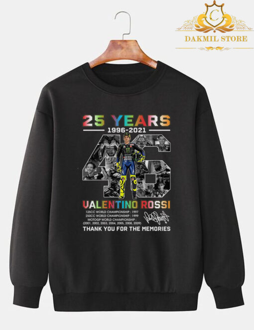 25 Years 1996-2021 46 Valentino Rossi Thank You For The Memoris T Shirt