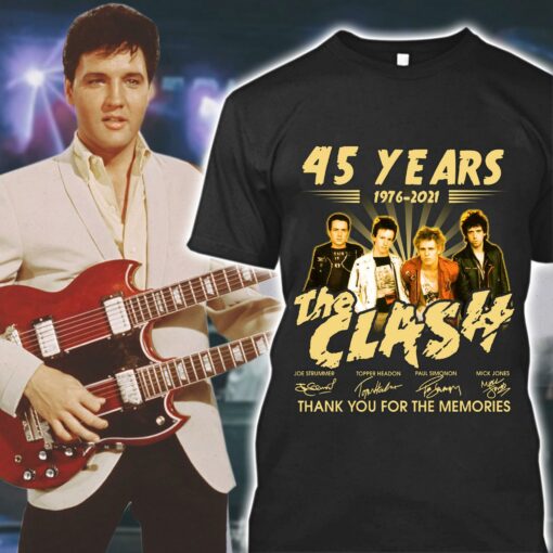 Awesome 45 years 1976-2021 The Clash band rock signatures thank memories shirt 1
