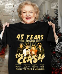 Awesome 45 years 1976-2021 The Clash band rock signatures thank memories shirt 6