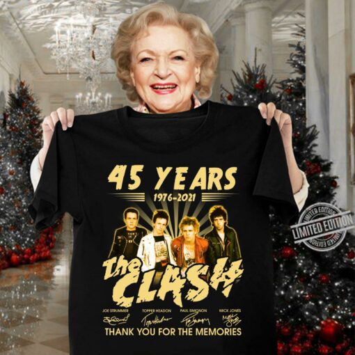 Awesome 45 years 1976-2021 The Clash band rock signatures thank memories shirt 3