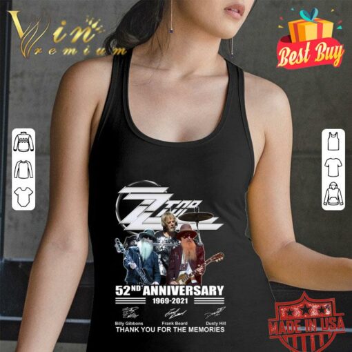Original 52nd anniversary Dusty Hill ZZ Top Band 1969-2021 signatures thank you for the memories shirt 2