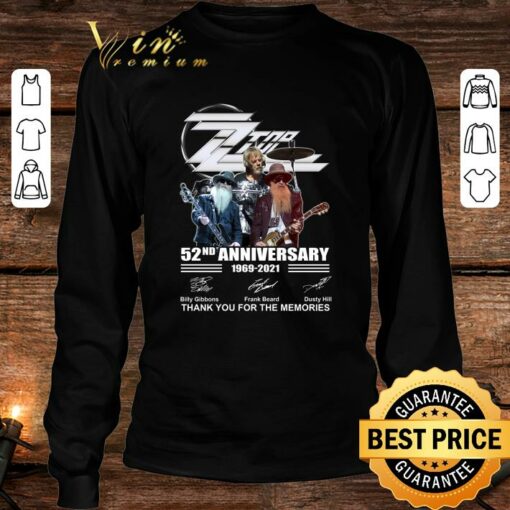 Original 52nd anniversary Dusty Hill ZZ Top Band 1969-2021 signatures thank you for the memories shirt 4