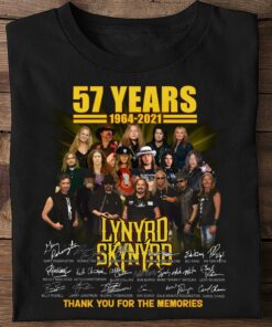 Awesome 57 Years of Lynyrd Skynyrd Band Rock 1964-2021 Signatures Thank You For The Memories Shirt 5