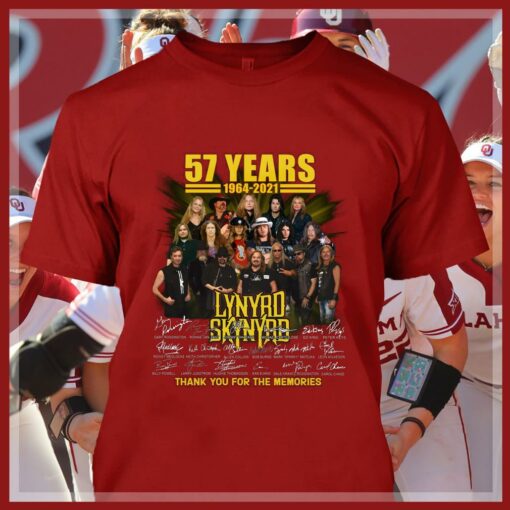 Awesome 57 Years of Lynyrd Skynyrd Band Rock 1964-2021 Signatures Thank You For The Memories Shirt 4