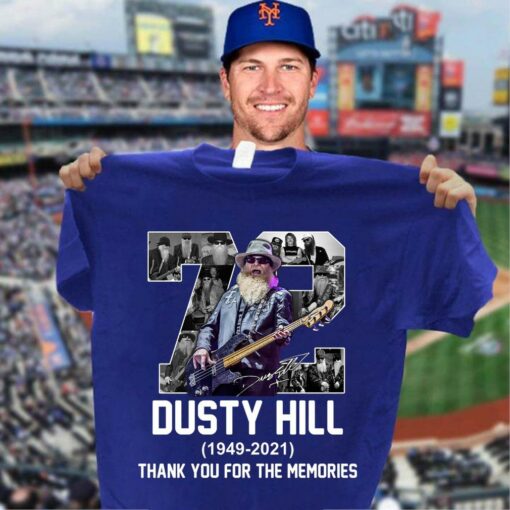 Hot 72 Years Of Dusty Hill 1949-2021 Signature Thank You For The Memories Zz Top Shirt 3