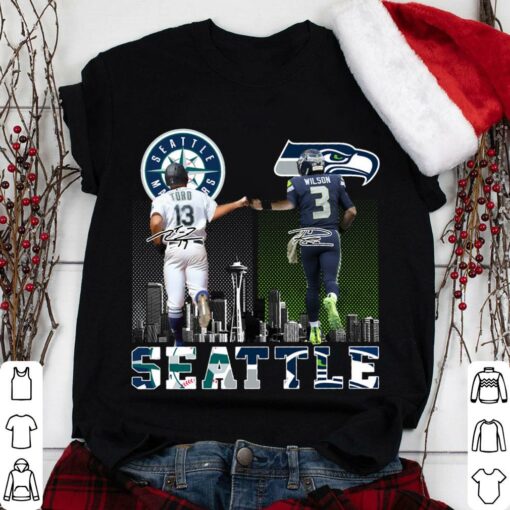 Premium Abraham Toro Russell Wilson Signatures Seattle Marines Seattle Seahawks Shirt 1
