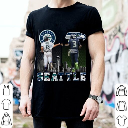 Premium Abraham Toro Russell Wilson Signatures Seattle Marines Seattle Seahawks Shirt 2