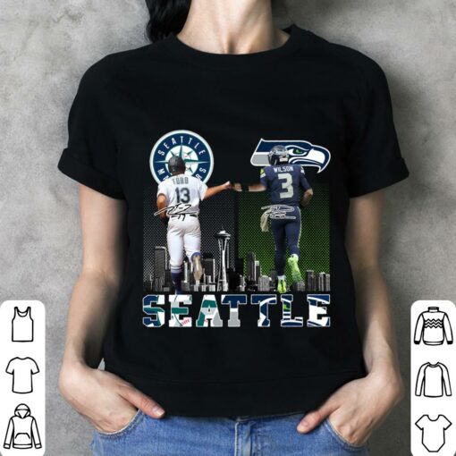 Premium Abraham Toro Russell Wilson Signatures Seattle Marines Seattle Seahawks Shirt 3