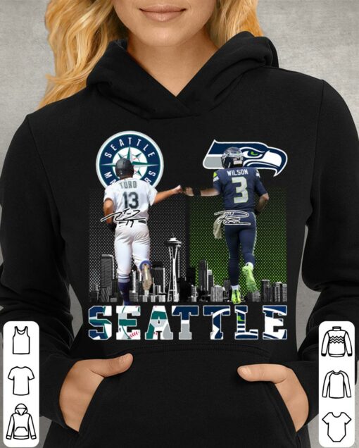 Premium Abraham Toro Russell Wilson Signatures Seattle Marines Seattle Seahawks Shirt 4