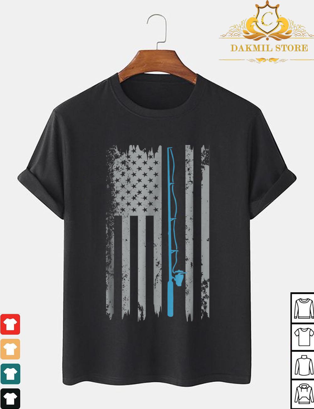American Flag Fishing Shirt, Vintage Fishing Tshirt
