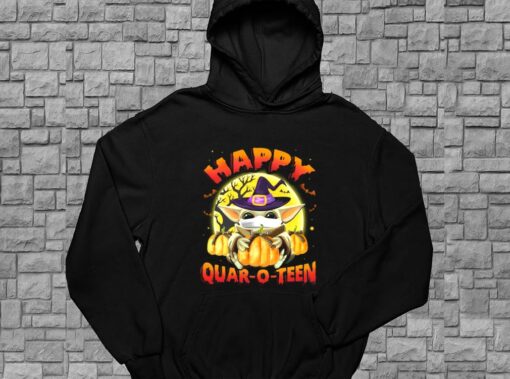 Happy Quar-o-teen Halloween Shirt, Baby Yoda Halloween Shirt, Hoodies, Sweatshirt