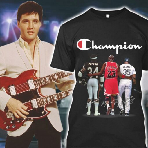 Awesome Champion Chicago Bears Walter Payton Chicago Bulls Michael Jordan Chicago White Sox Frank Thomas Signatures Shirt 1