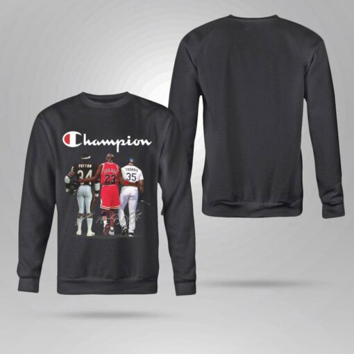Awesome Champion Chicago Bears Walter Payton Chicago Bulls Michael Jordan Chicago White Sox Frank Thomas Signatures Shirt 4