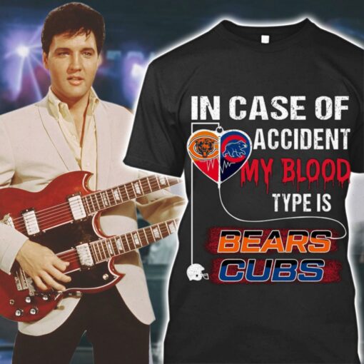 Original Chicago Bear and Chicago Cubs In case of accident my blood type is Bears Cubs shirt 1