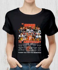 Awesome Cleveland Browns The Browns 75th Anniversary 1946-2021 Signatures Thank You For The Memories Shirt 5