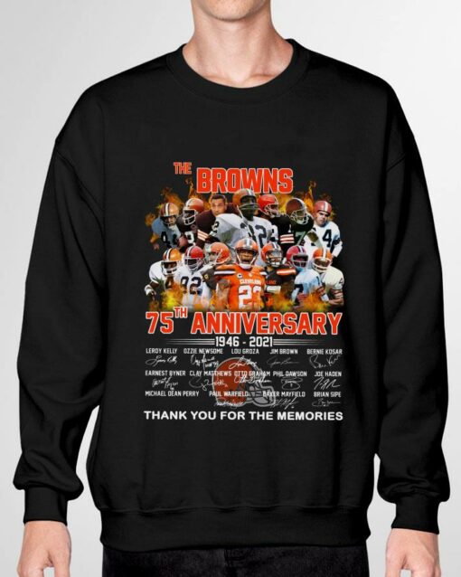Awesome Cleveland Browns The Browns 75th Anniversary 1946-2021 Signatures Thank You For The Memories Shirt 3