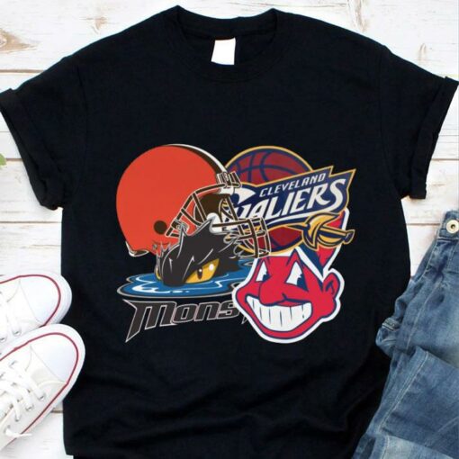 Awesome Cleveland Indians Cleveland Monsters Cleveland Cavaliers Cleveland Browns Shirt 1