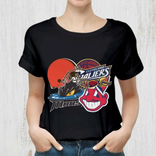 Awesome Cleveland Indians Cleveland Monsters Cleveland Cavaliers Cleveland Browns Shirt 2