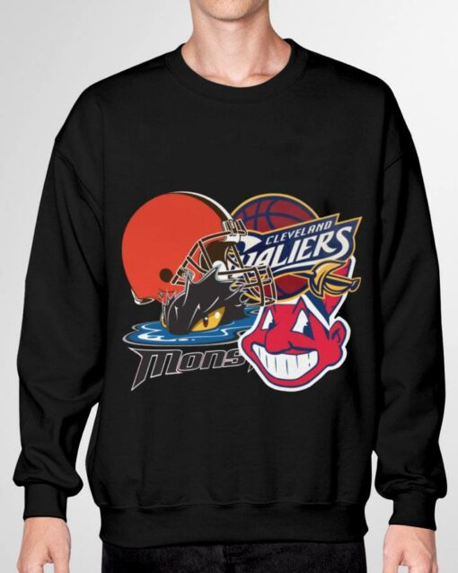 Awesome Cleveland Indians Cleveland Monsters Cleveland Cavaliers Cleveland Browns Shirt 3