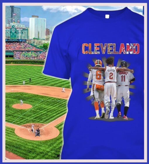 Original Cleveland Sports Teams Cleveland Browns Cleveland Cavaliers Cleveland Indians Signatures Shirt 2