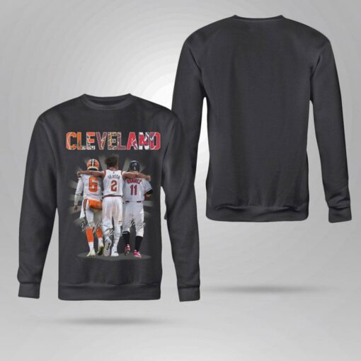 Original Cleveland Sports Teams Cleveland Browns Cleveland Cavaliers Cleveland Indians Signatures Shirt 4