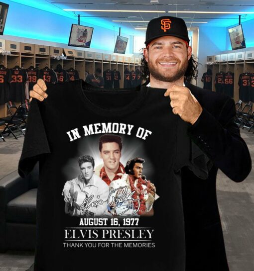 Official Elvis Presley In Memory Of August 16 1977 Signature Thank You For The Memories Shirt 2