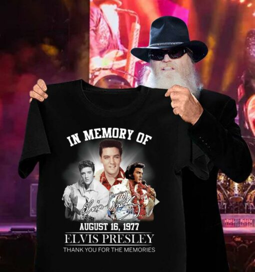 Official Elvis Presley In Memory Of August 16 1977 Signature Thank You For The Memories Shirt 3