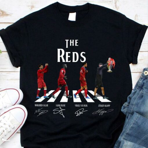 Best FC Liverpool Champions The Reds Walking Abbey Road Signatures Shirt 1