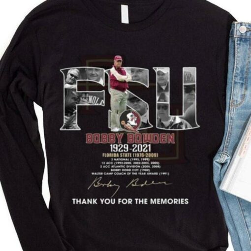 Official FSU Bobby Bowden 1929-2021 Florida State thank you for the memories signature shirt 4