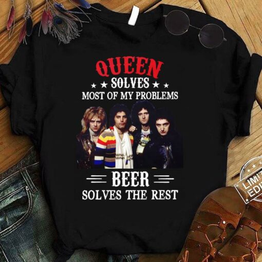 Awesome Freddie Mercury Queen solves most of my problems beer solves the rest shirt 1