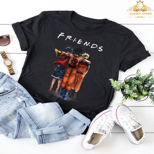 Monkey D.luffy Son Goku Luffy And Naruto Eating Friends Anime Shirt, Anime Friends Shirt