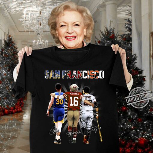 Official Golden State Warriors San Francisco 49ers San Francisco Giants Signatures Shirt 3