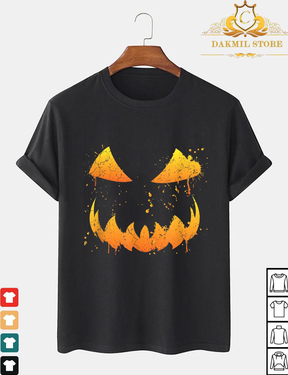 Halloween Scary Pumpkin Face Costume Men Women Boys Shamrock T-Shirt