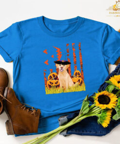 Happy Halloween US Flag Labrador Dog witch pumpkins T-shirt