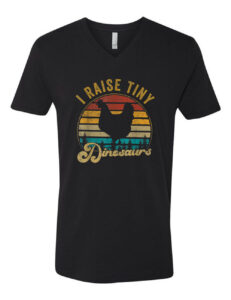 I Raise Tiny Dinosaurs Vintage Retro 70S Chicken Silhouette V Neck