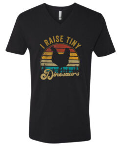I Raise Tiny Dinosaurs Vintage Retro 70S Chicken Silhouette V Neck